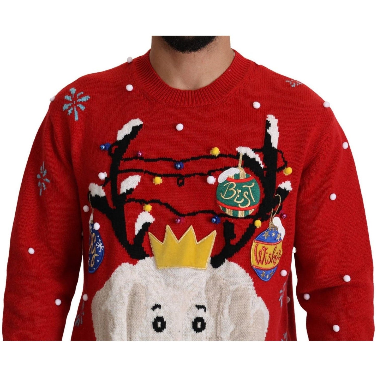 Dolce & Gabbana Elegant Christmas Cashmere Sweater red-christmas-dog-pullover-cashmere-sweater-1