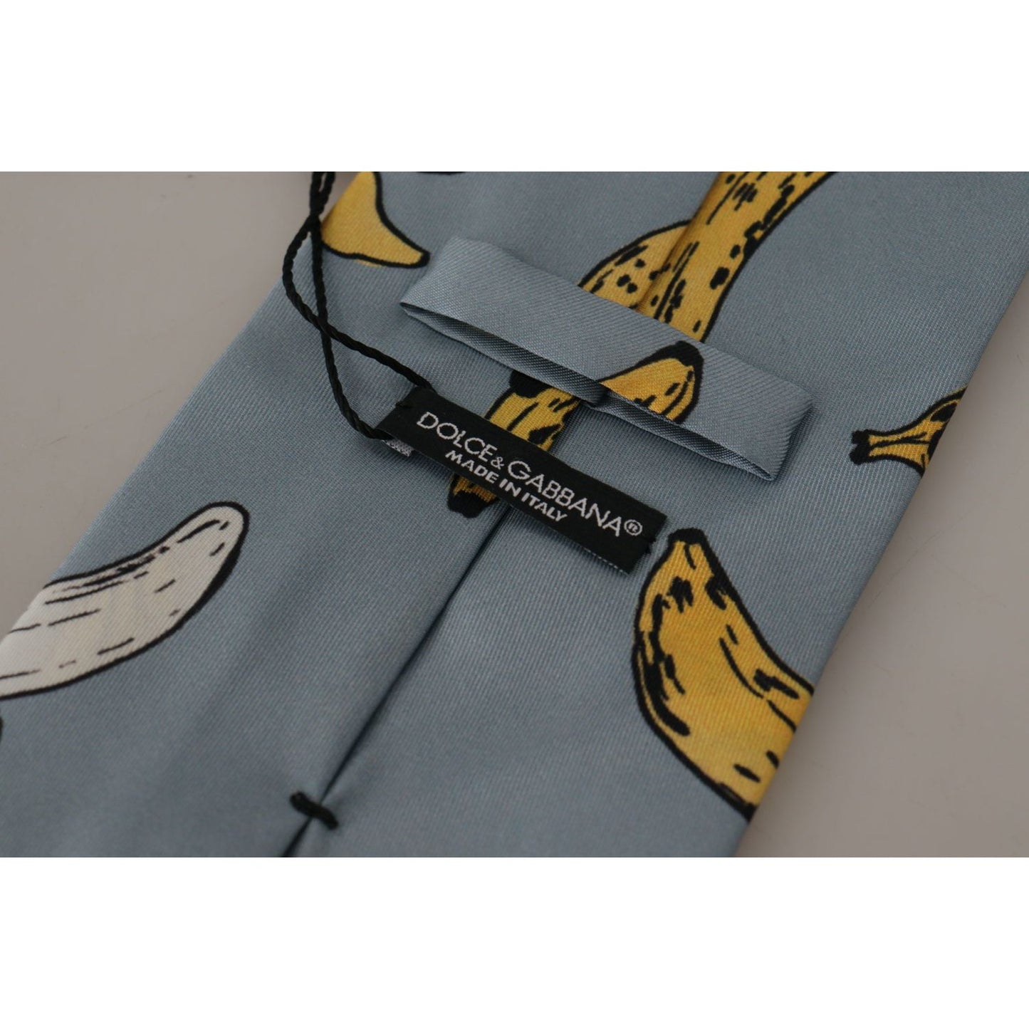 Dolce & Gabbana Elegant Blue Banana Print Silk Tie blue-yellow-banana-print-necktie-accessory-100-silk-tie