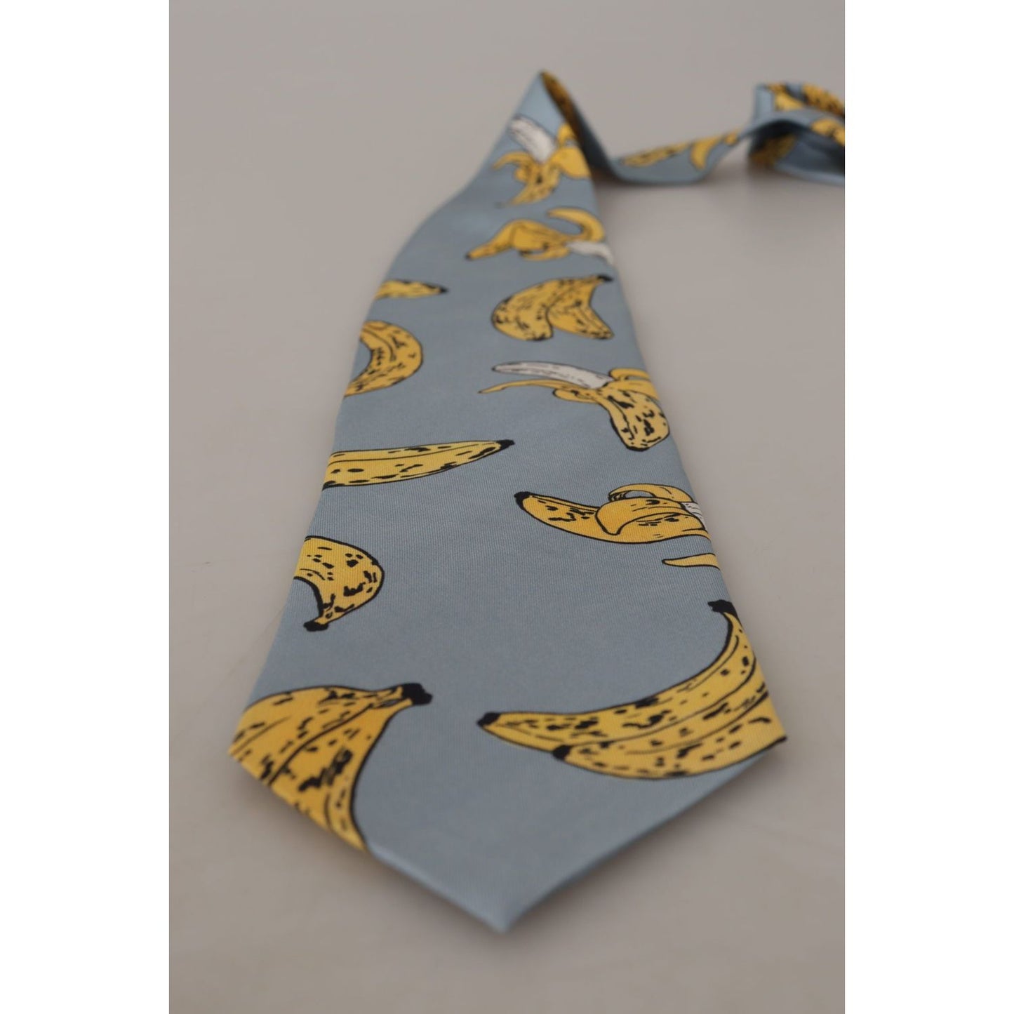 Dolce & Gabbana Elegant Blue Banana Print Silk Tie blue-yellow-banana-print-necktie-accessory-100-silk-tie
