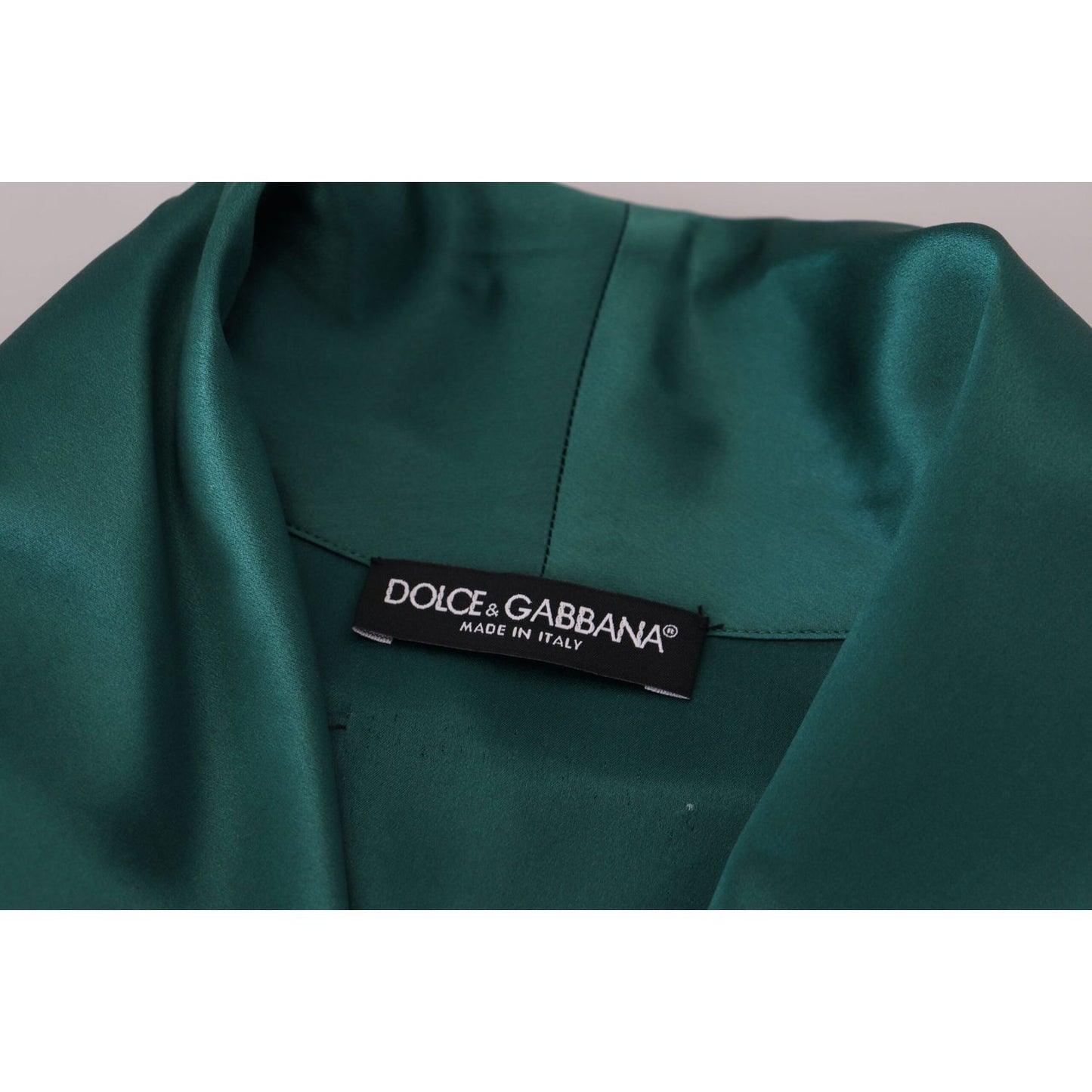 Dolce & Gabbana Elegant Silk Robe in Lush Green green-silk-waist-belt-robe-sleepwear IMG_4013-scaled-0259b01f-d32.jpg