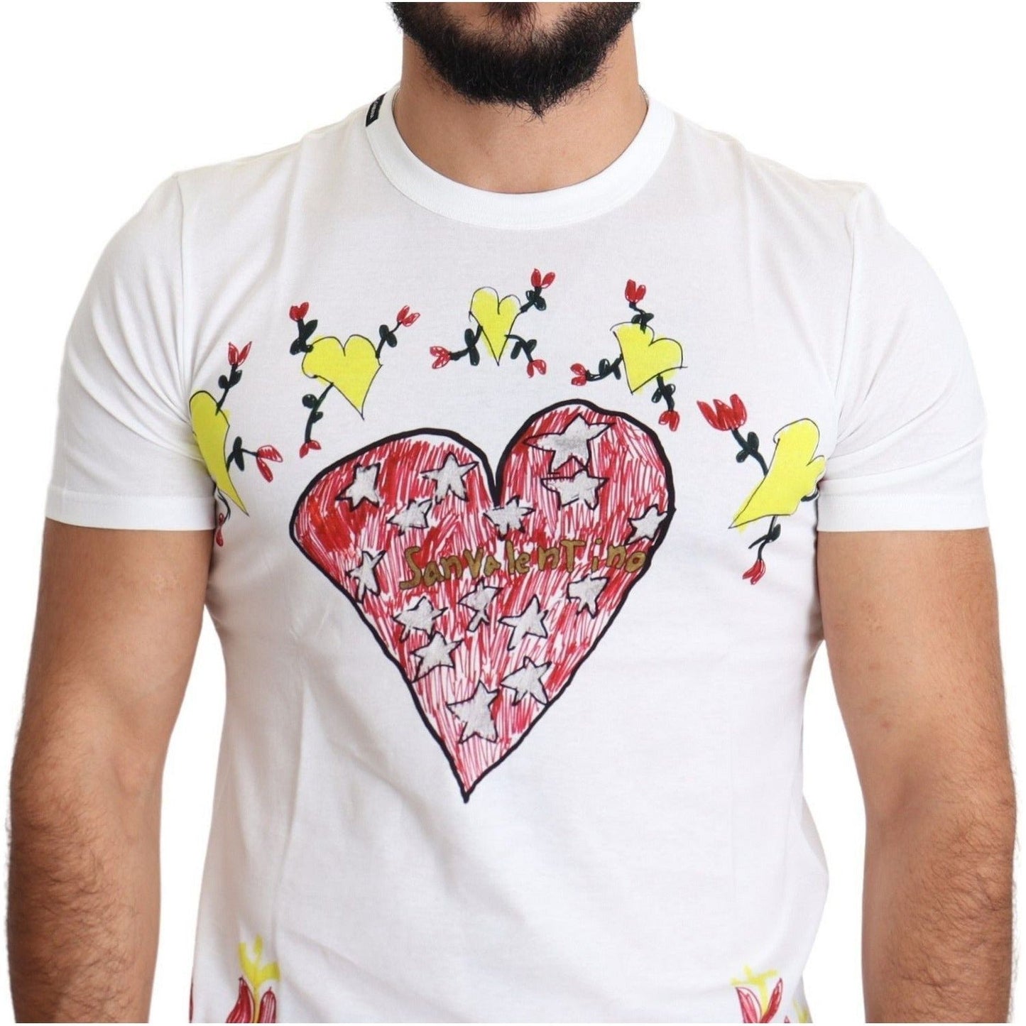 Dolce & Gabbana Chic Saint Valentine Print Crew Neck T-Shirt white-saint-valentine-print-cotton-men-t-shirt