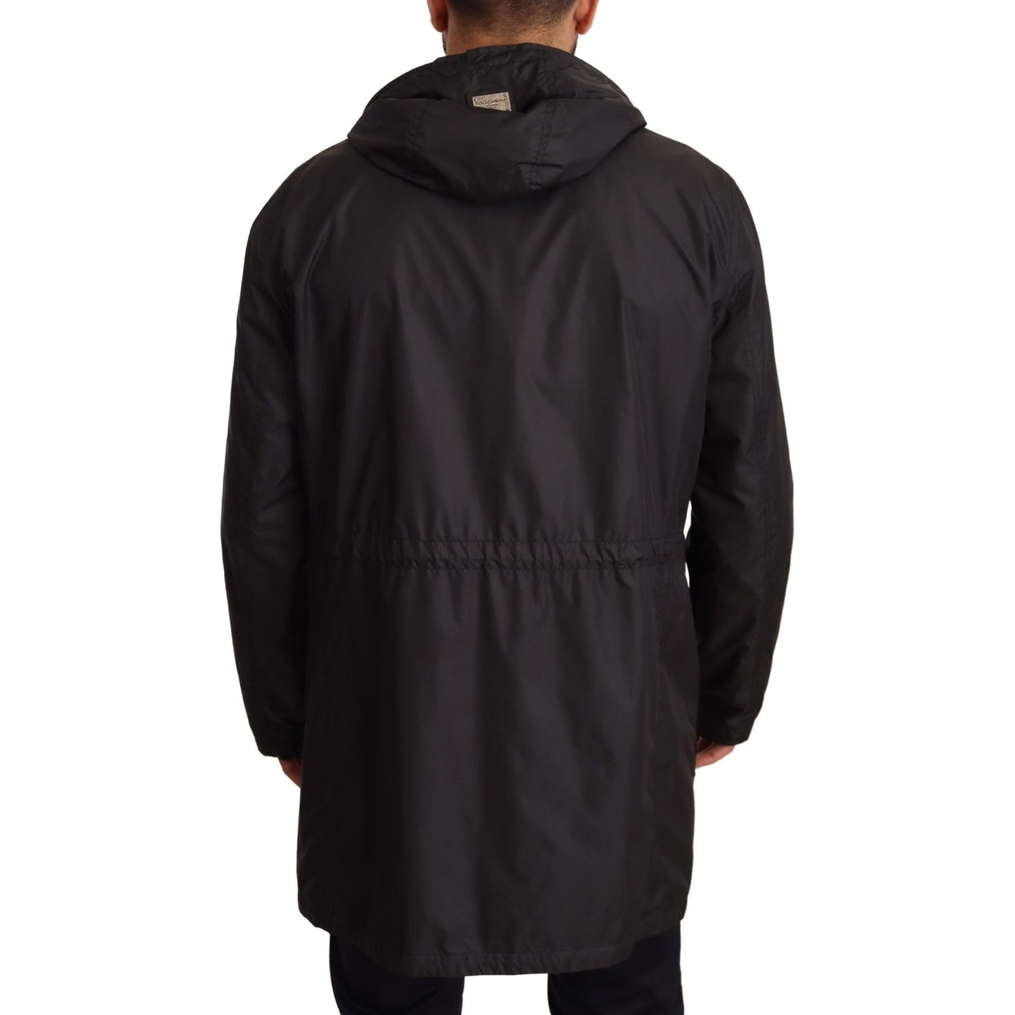 Dolce & Gabbana Elegant Black Hooded Blouson Jacket black-hooded-mens-trench-coat-jacket