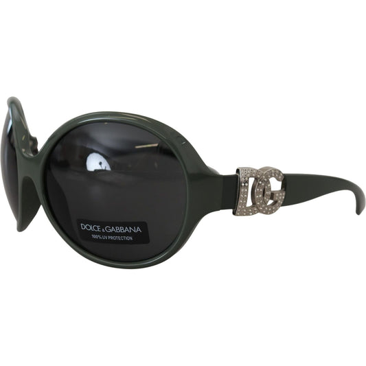 Dolce & Gabbana Emerald Allure Oversized Sunglasses green-plastic-frame-round-dg-logo-dg6030b-sunglasses
