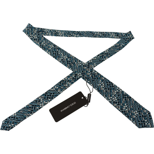 Dolce & Gabbana Elegant Silk Blue Bow Tie blue-circle-fantasy-print-silk-adjustable-accessory-tie