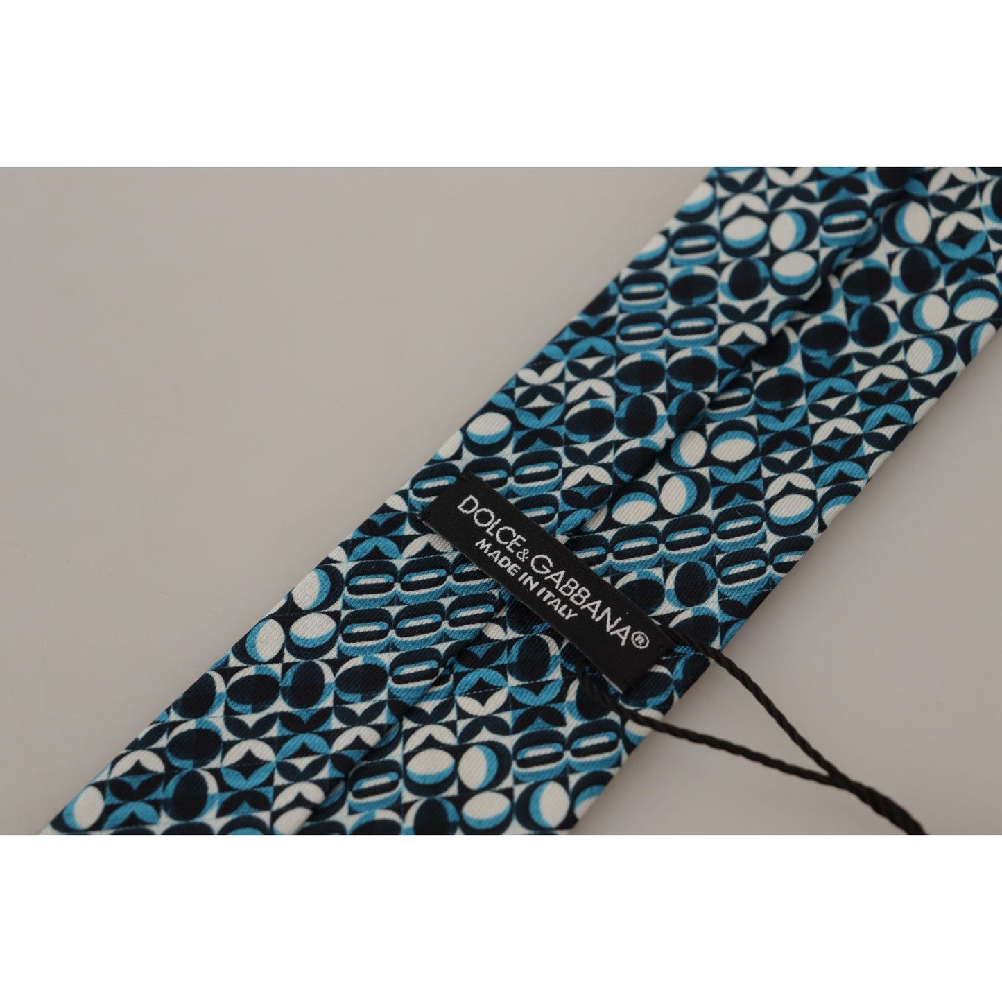 Dolce & Gabbana Elegant Silk Blue Bow Tie blue-circle-fantasy-print-silk-adjustable-accessory-tie