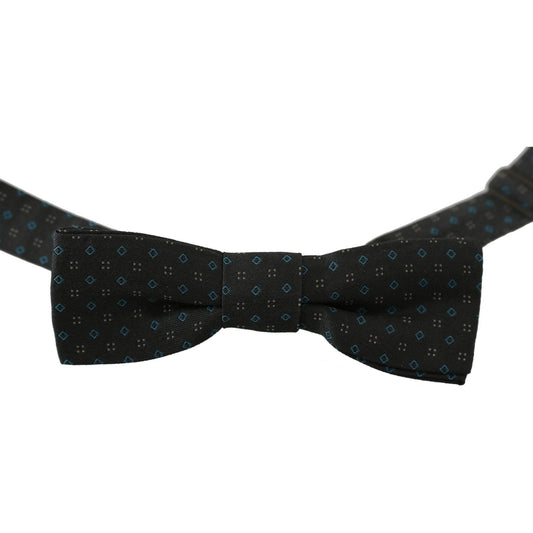 Dolce & Gabbana Elegant Gray Silk Patterned Bow Tie Necktie men-gray-pattern-silk-adjustable-neck-papillon-bow-tie