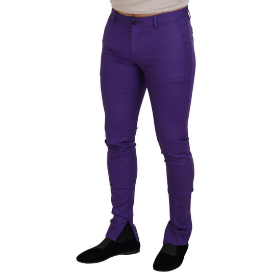 Dolce & Gabbana Elegant Purple Wool Blend Trousers purple-wool-slim-fit-chino-pants