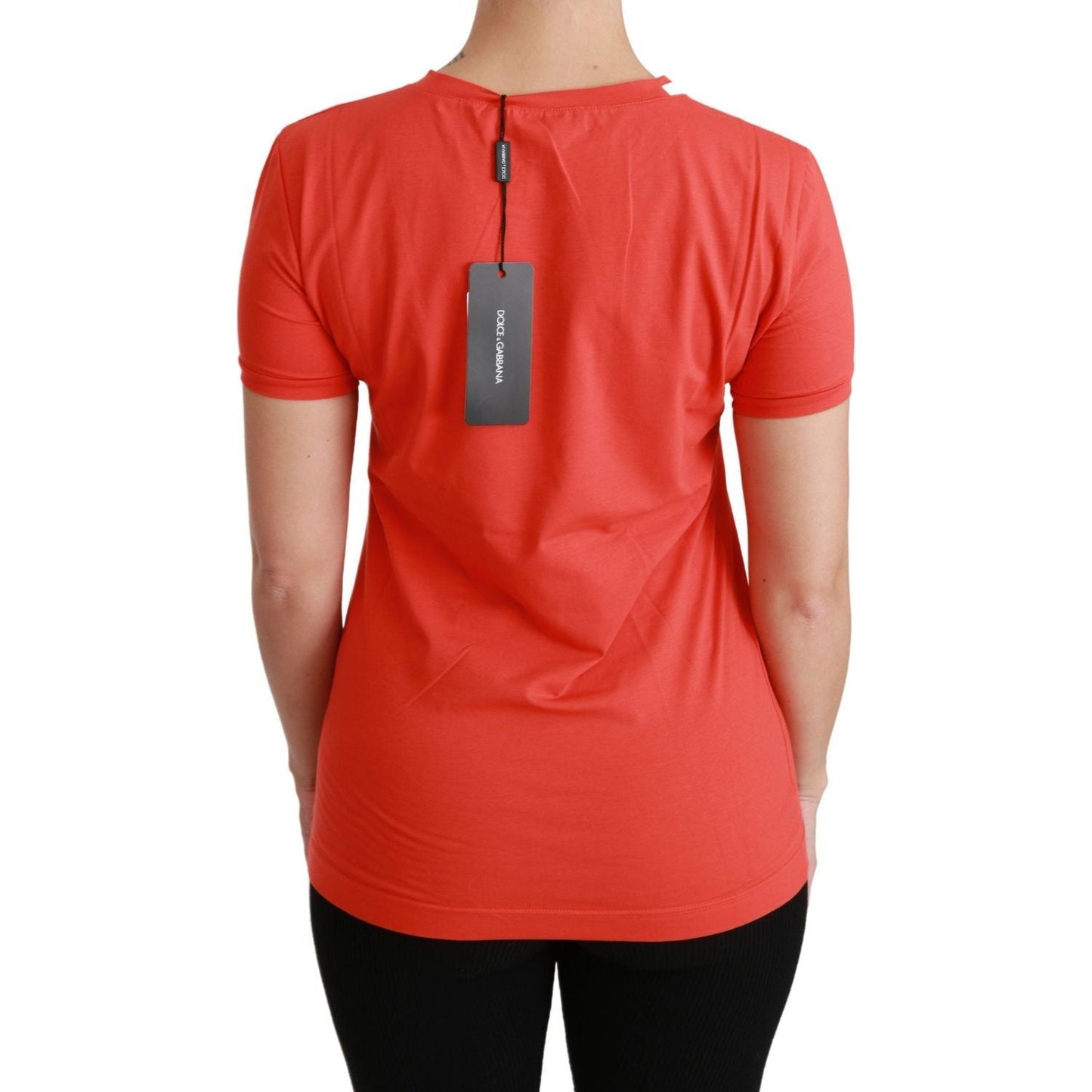 Dolce & Gabbana Elegant Red Crewneck Short Sleeve Tee red-crewneck-short-sleeve-t-shirt-cotton-top
