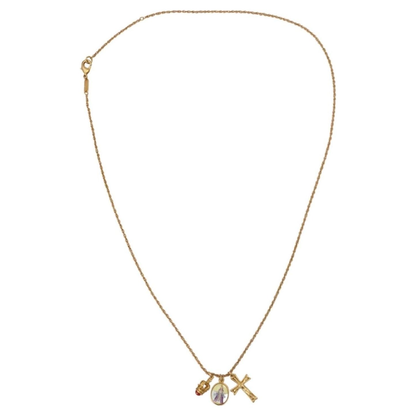 Dolce & Gabbana Elegant Gold Tone Charm Necklace with Cross Pendant gold-brass-chain-religious-cross-pendant-charm-necklace WOMAN NECKLACE IMG_4228-b5f61167-366.jpg