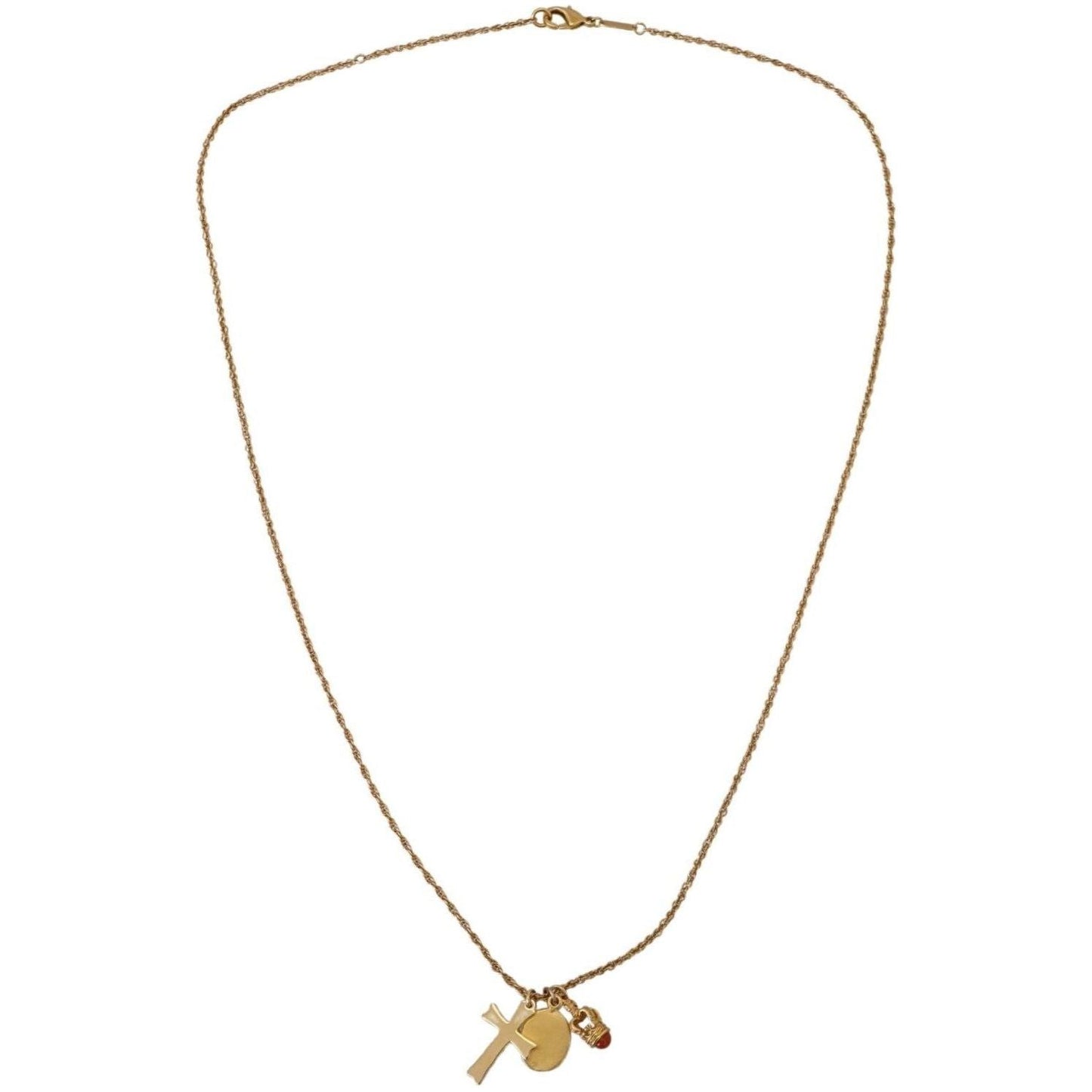 Dolce & Gabbana Elegant Gold Tone Charm Necklace with Cross Pendant gold-brass-chain-religious-cross-pendant-charm-necklace WOMAN NECKLACE IMG_4230-f3a1f73c-9e0.jpg