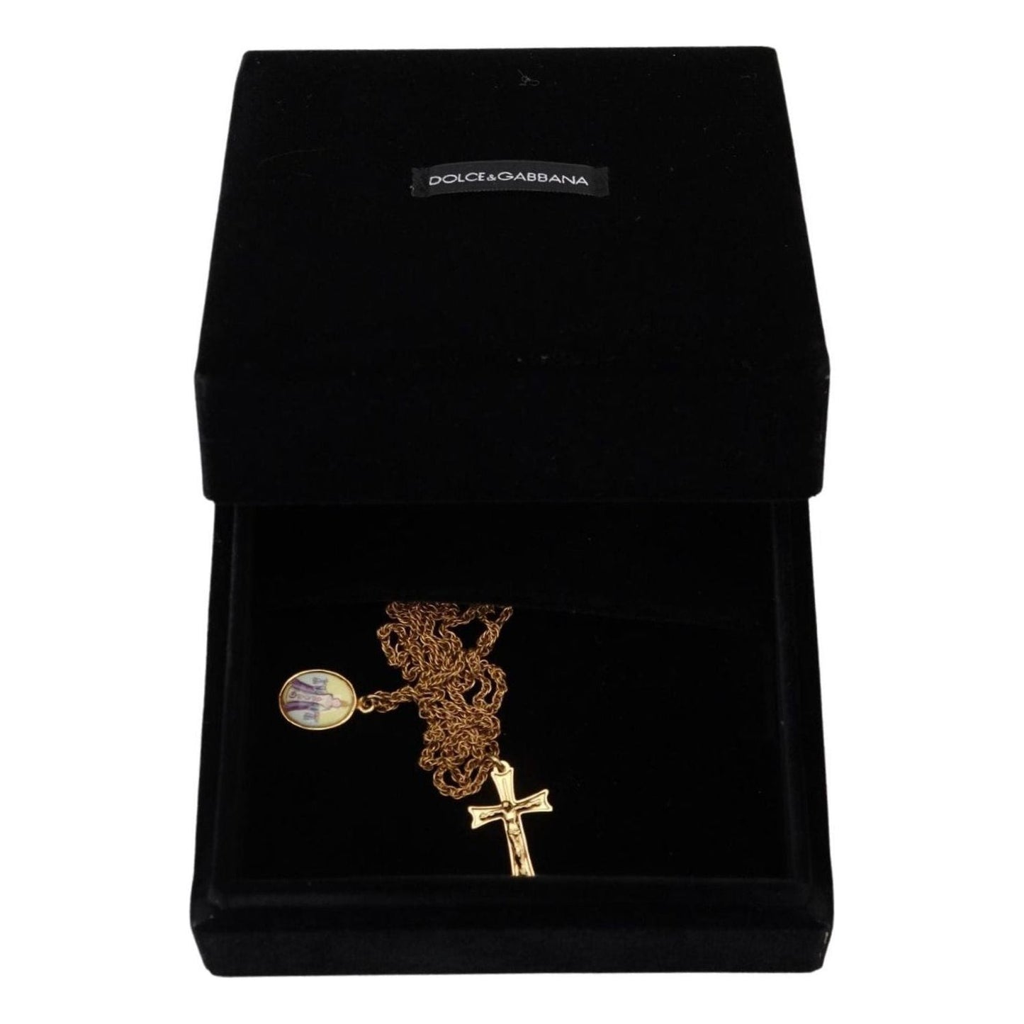 Dolce & Gabbana Elegant Gold Tone Charm Necklace with Cross Pendant gold-brass-chain-religious-cross-pendant-charm-necklace WOMAN NECKLACE IMG_4237-c52e4710-098.jpg