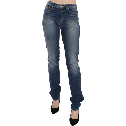 Fiorucci Svelte Mid Waist Slim Jeans in Vintage Blue blue-washed-mid-waist-slim-fit-denim-jeans