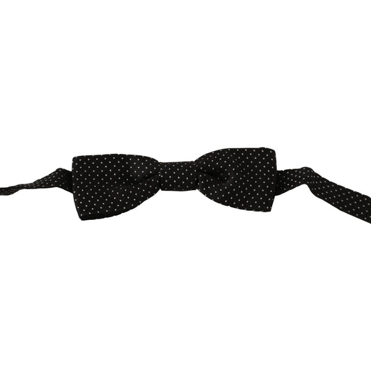 Dolce & Gabbana Elegant Black Polka Dot Silk Bow Tie Bow Tie black-polka-dots-silk-adjustable-neck-papillon-men-bow-tie