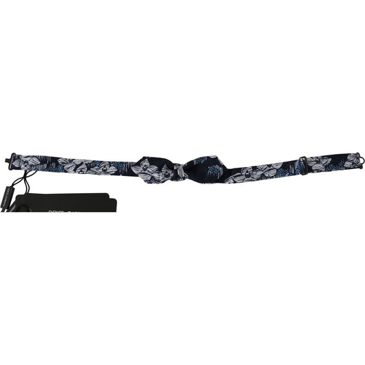 Dolce & Gabbana Elegant Navy Silk Bow Tie Bow Tie navy-blue-floral-slim-adjustable-neck-papillon-men-bow-tie