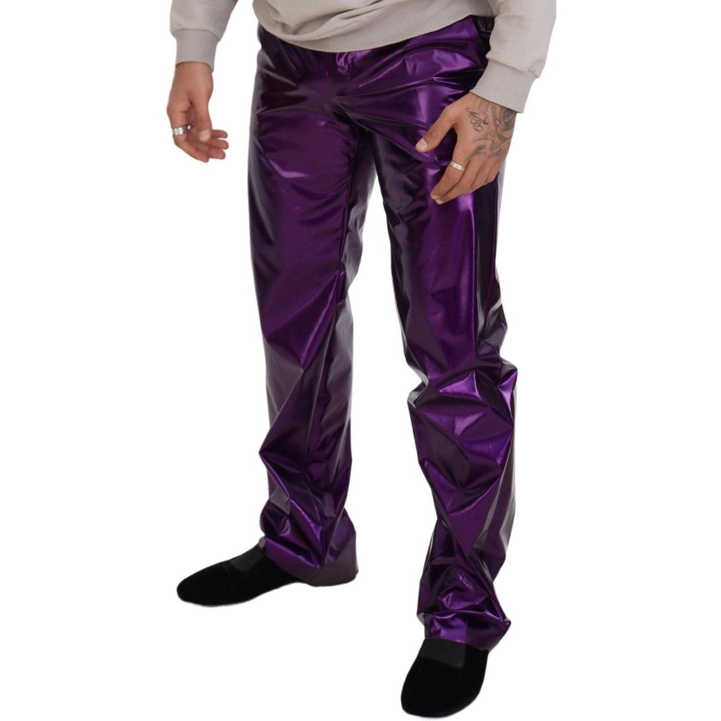 Dolce & Gabbana Elegant Shining Purple Straight Fit Pants purple-shining-men-casual-pants-1 IMG_4265-1-f369457e-c90.jpg