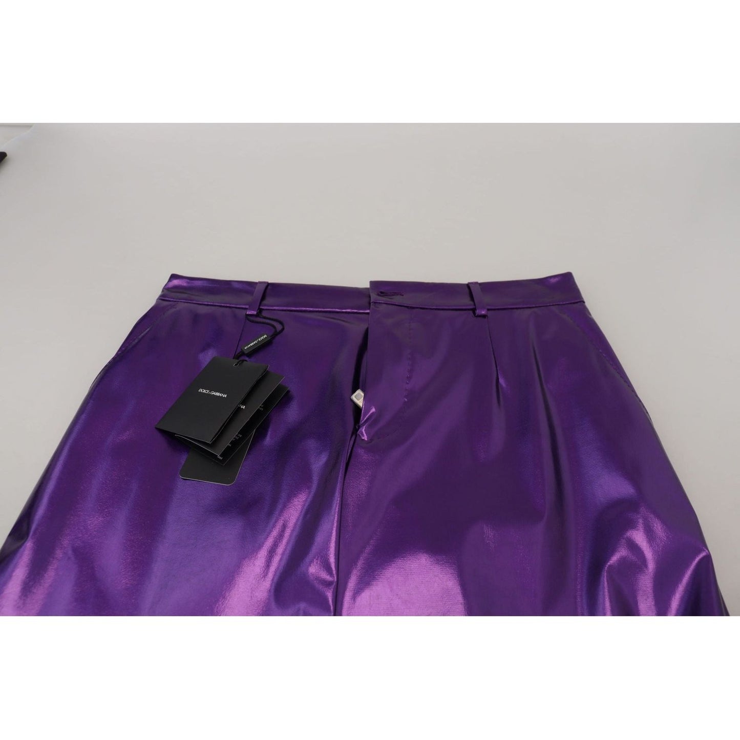Dolce & Gabbana Elegant Shining Purple Straight Fit Pants purple-shining-men-casual-pants-1