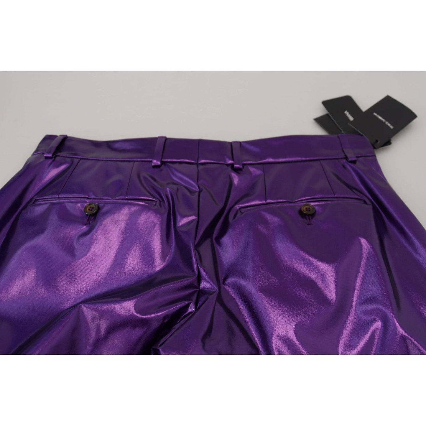 Dolce & Gabbana Elegant Shining Purple Straight Fit Pants purple-shining-men-casual-pants-1