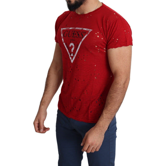 Guess Radiant Red Cotton Stretch T-Shirt red-cotton-logo-print-men-casual-top-perforated-t-shirt IMG_4277-scaled-889d382c-937.jpg