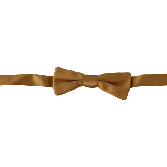 Dolce & Gabbana Opulent Gold Silk Tied Bow Tie Bow Tie gold-100-silk-adjustable-neck-papillon-men-bow-tie