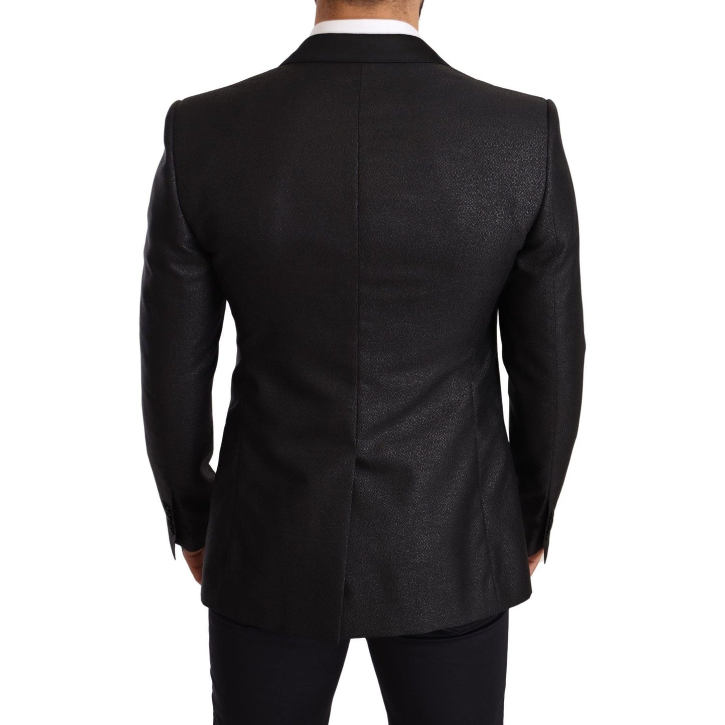 Dolce & Gabbana Elegant Black Metallic Slim Fit Blazer Jacket Blazer Jacket black-metallic-slim-jacket-tuxedo-blazer