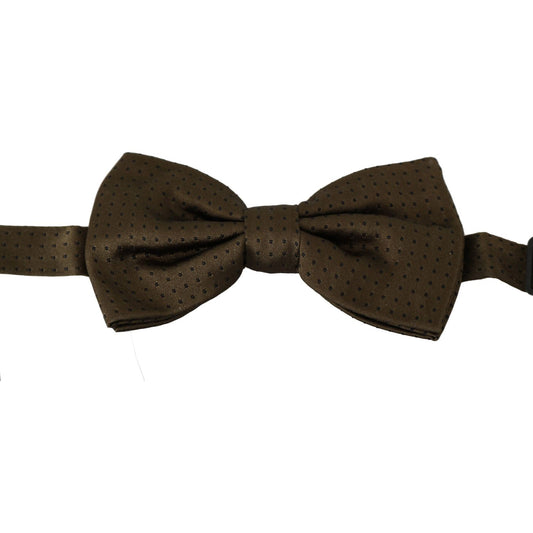 Dolce & Gabbana Elegant Silk Polka Dot Bow Tie Bow Tie brown-polka-dots-silk-adjustable-neck-papillon-men-bow-tie-1 IMG_4292-scaled.jpg