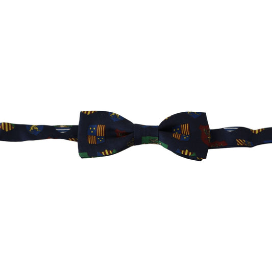 Dolce & Gabbana Exquisite Silk Bow Tie in Blue Flags Print Bow Tie blue-flags-100-silk-adjustable-neck-papillon-men-bow-tie