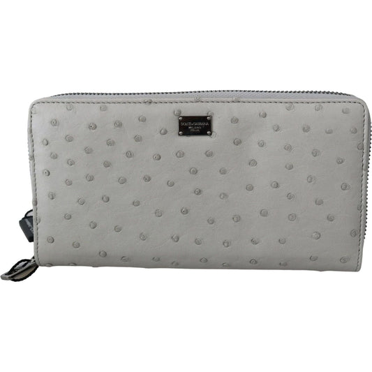 Dolce & Gabbana Elegant Ostrich Leather Continental Wallet Clutch white-ostrich-leather-continental-mens-clutch-wallet IMG_4323-scaled-d2be5d40-c97.jpg