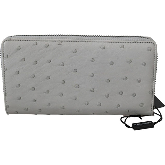 Dolce & Gabbana Elegant Ostrich Leather Continental Wallet Clutch white-ostrich-leather-continental-mens-clutch-wallet