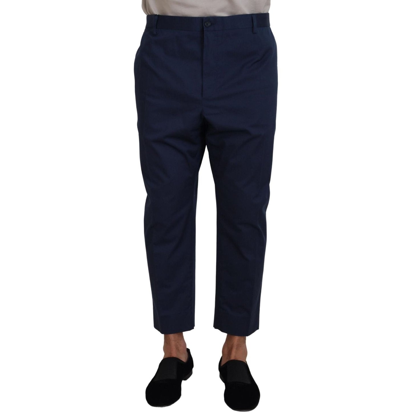 Dolce & Gabbana Chic Cropped Wool-Blend Trousers blue-cotton-men-cropped-pants