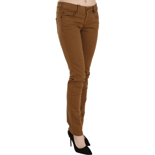 PLEIN SUD Chic Mid Waist Skinny Cotton Pants brown-cotton-mid-waist-skinny-slim-fit-denim-jeans