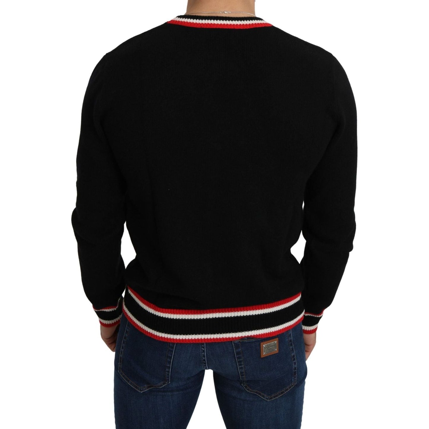 Dolce & Gabbana Elegant Black Cashmere Crew Neck Sweater black-cashmere-pig-of-the-year-pullover-sweater
