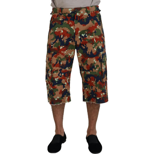 Dolce & Gabbana Italian Designer Multicolor Cargo Shorts multicolor-cotton-camouflaged-cargo-shorts