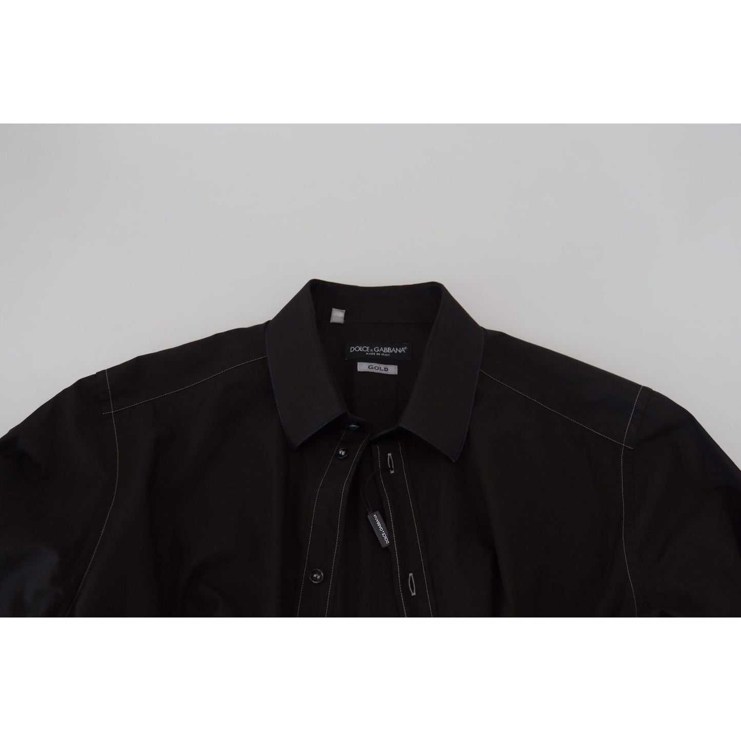 Dolce & Gabbana Elegant Black Formal Cotton Shirt black-cotton-collared-long-sleeve-gold-shirt-1 IMG_4404-scaled-13d79dc2-473.jpg