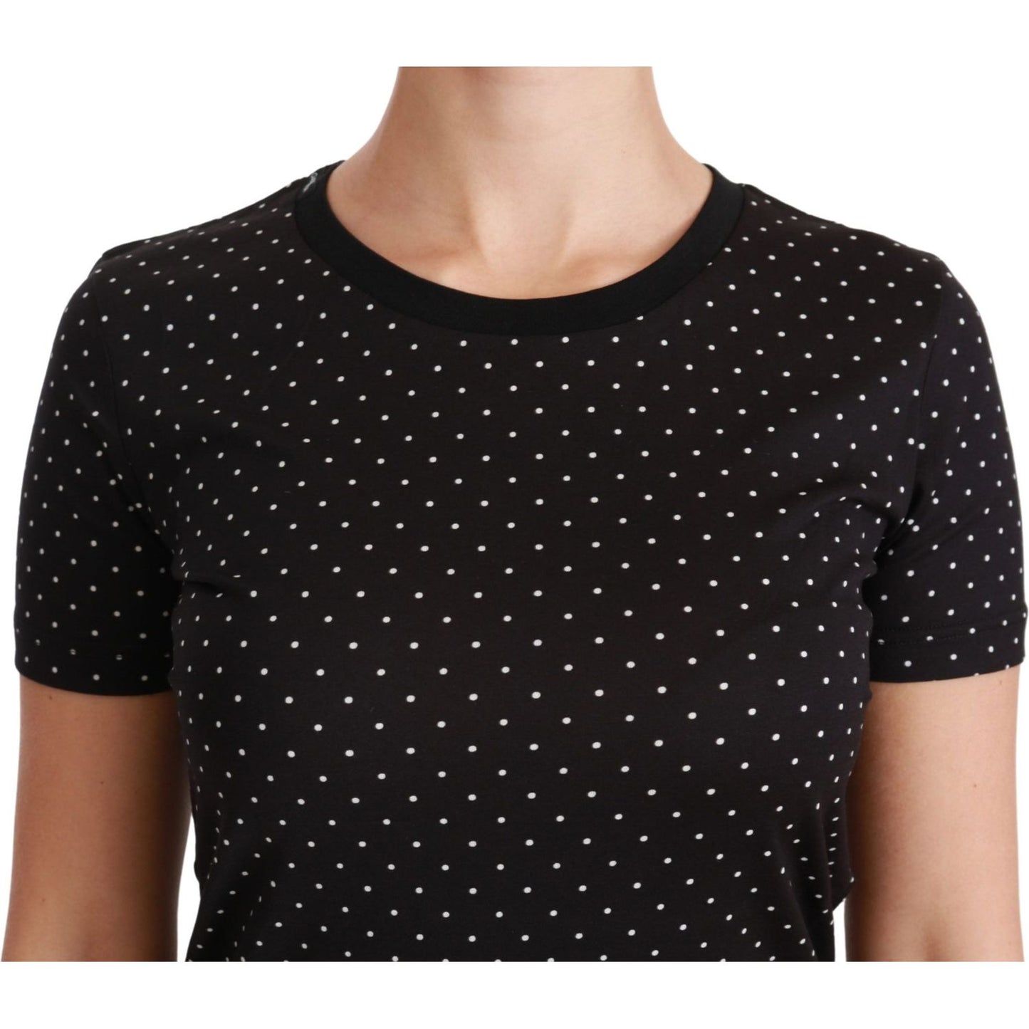 Dolce & Gabbana Chic Black Dotted Crewneck Cotton Tee black-dotted-crewneck-cotton-top-t-shirt