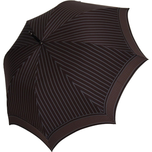 Dolce & Gabbana Elegant Striped Classic Umbrella brown-striped-leather-handle-collapsible-sartoria-umbrella