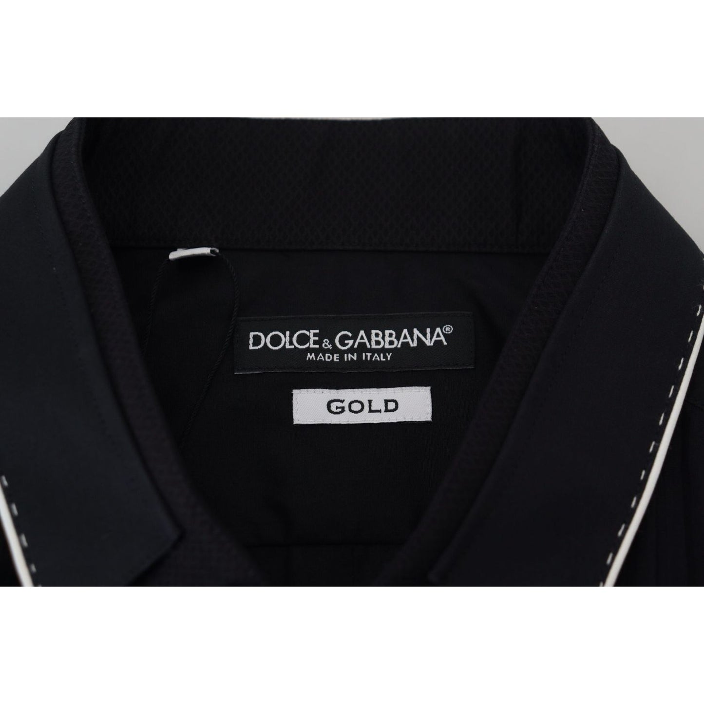 Dolce & Gabbana Elegant Slim Fit Tuxedo Dress Shirt gold-black-tuxedo-slim-fit-cotton-shirt