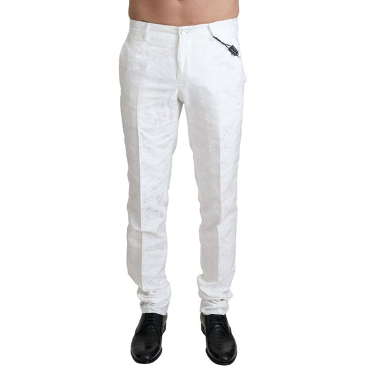 Dolce & Gabbana Elegant White Brocade Dress Pants white-brocade-jaquard-dress-trouser-pants IMG_4424-scaled-6282ce81-add.jpg