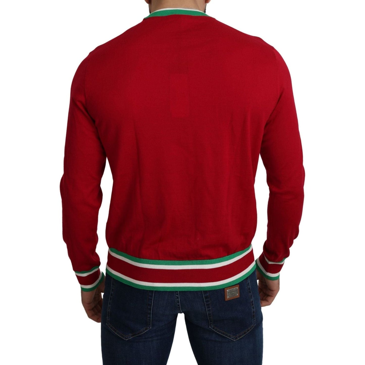 Dolce & Gabbana Elegant Red Wool-Silk Crewneck Sweater red-wool-silk-pig-of-the-year-sweater