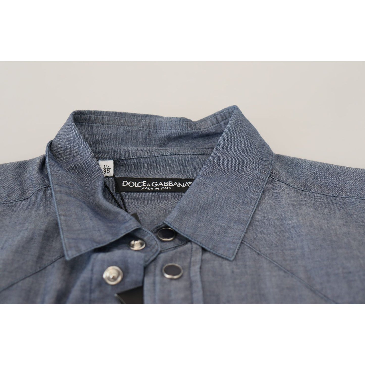 Dolce & Gabbana Elegant Casual Blue Cotton Shirt blue-cotton-collared-long-sleeve-casual-shirt