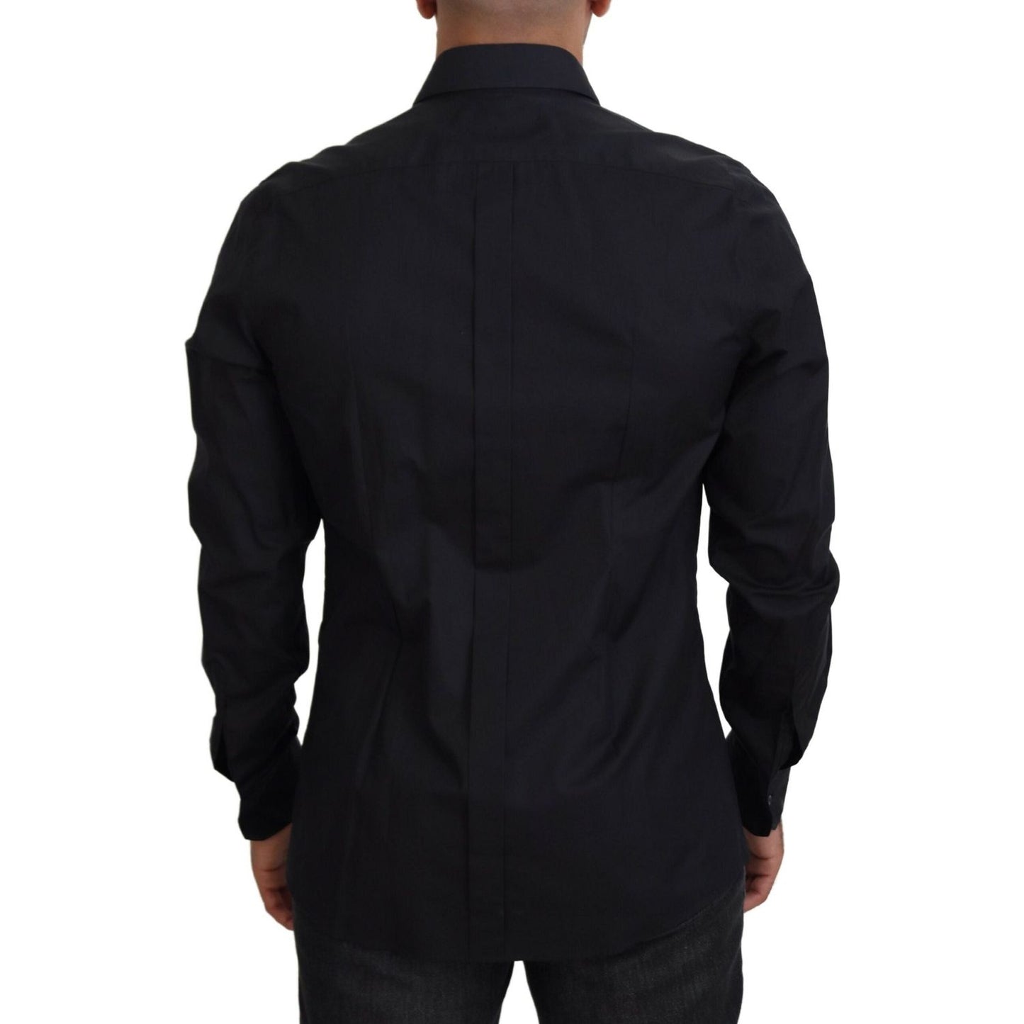 Dolce & Gabbana Elegant Slim Fit Formal Dress Shirt black-roses-slim-fit-cotton-shirt
