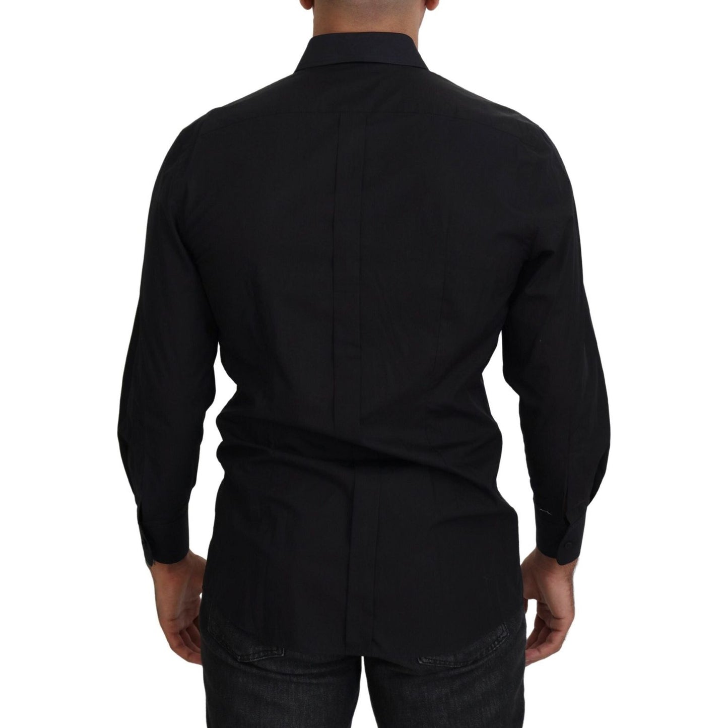 Dolce & Gabbana Elegant Black Formal Long Sleeve Shirt black-gold-cotton-collared-long-sleeve-shirt IMG_4488-scaled-f5e84fe8-b93.jpg