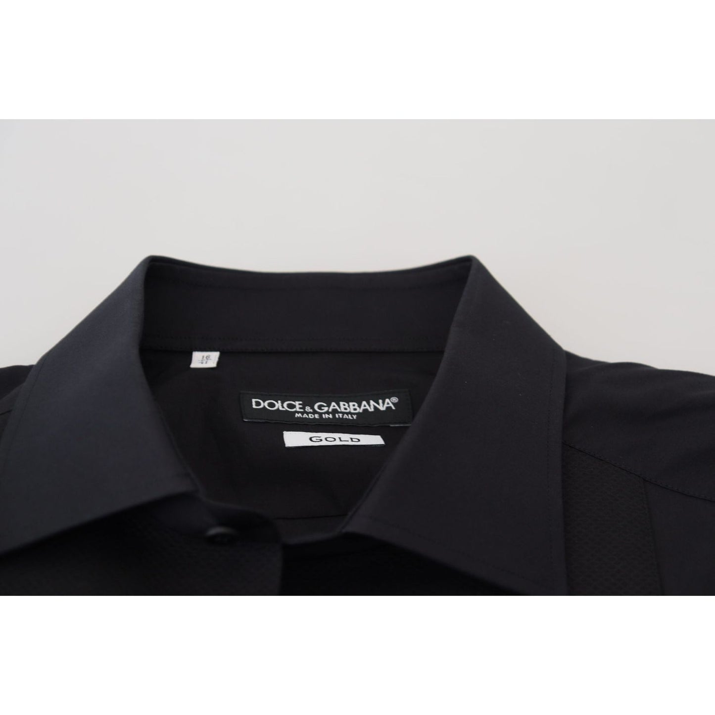 Dolce & Gabbana Elegant Black Formal Long Sleeve Shirt black-gold-cotton-collared-long-sleeve-shirt IMG_4492-scaled-b97fd1d1-df4.jpg