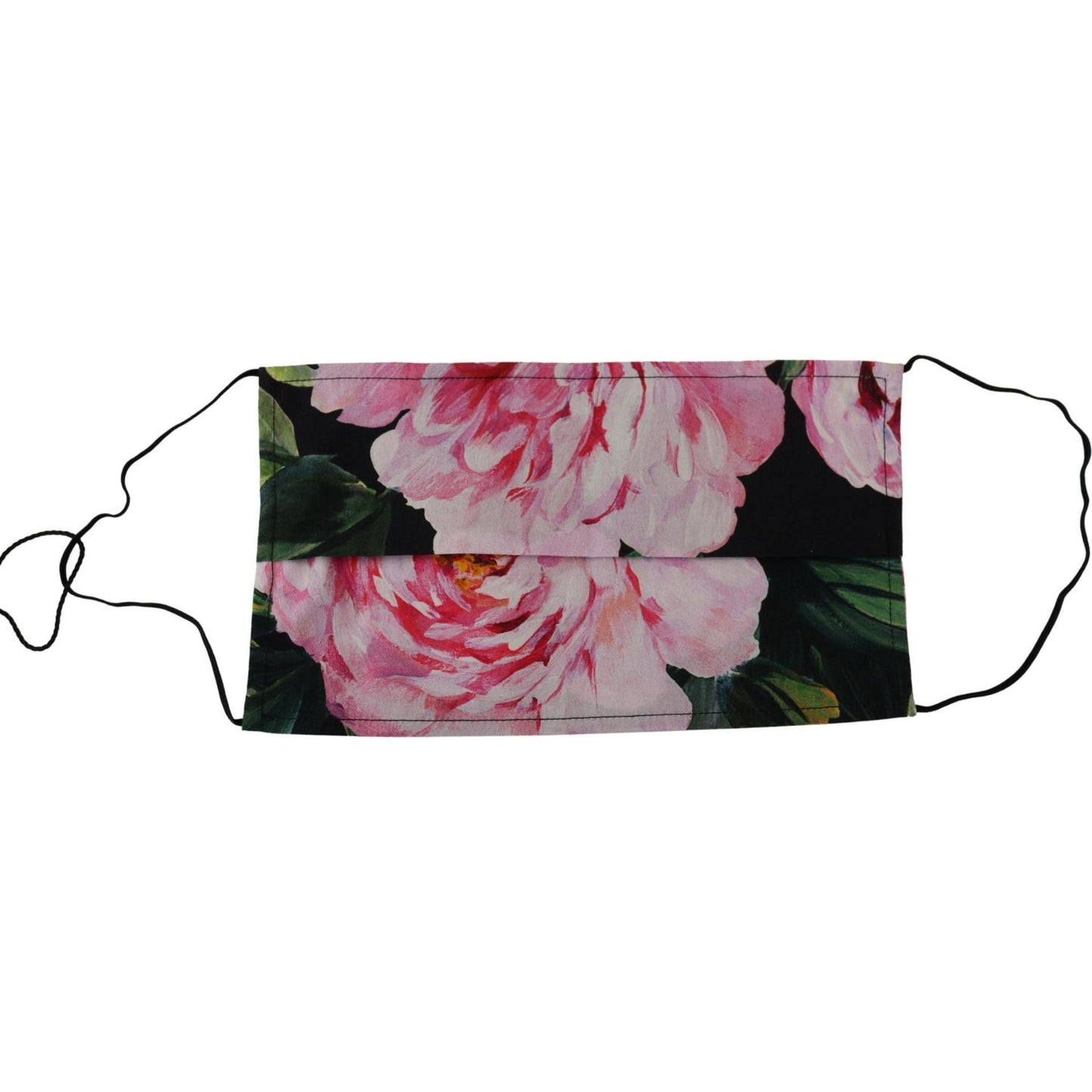 Dolce & Gabbana Chic Floral Cotton Face Mask black-floral-pleated-elastic-ear-strap-face-mask