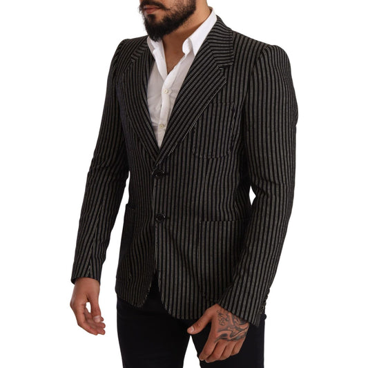 Dolce & GabbanaElegant Black Striped Virgin Wool BlazerMcRichard Designer Brands£1059.00