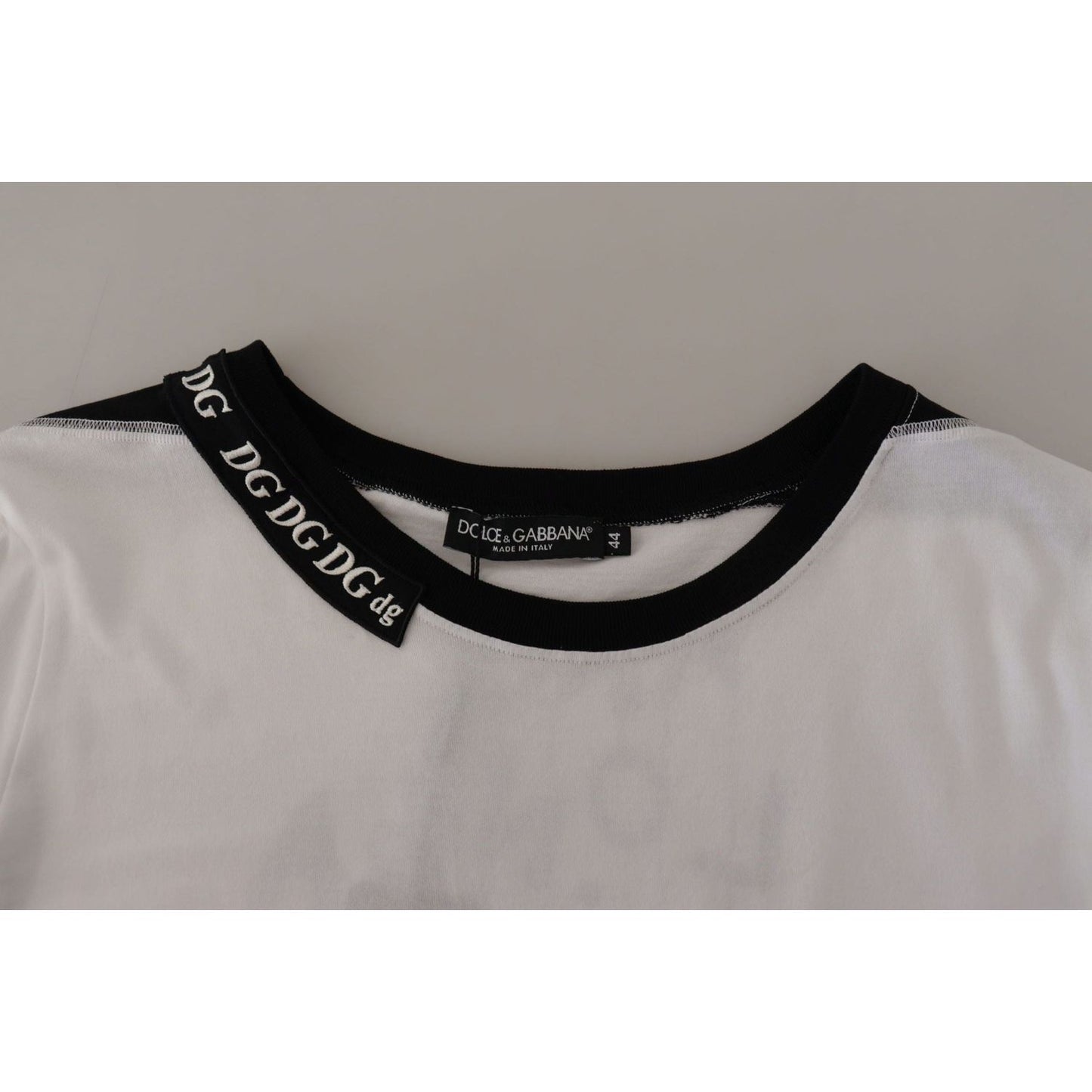Dolce & Gabbana Elegant Round Neck Slogan Tee white-slogan-print-round-neck-cotton-t-shirt