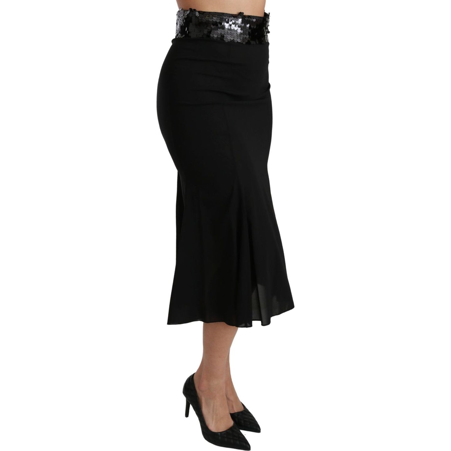 Dolce & GabbanaElegant High Waist Sequin Black SkirtMcRichard Designer Brands£309.00
