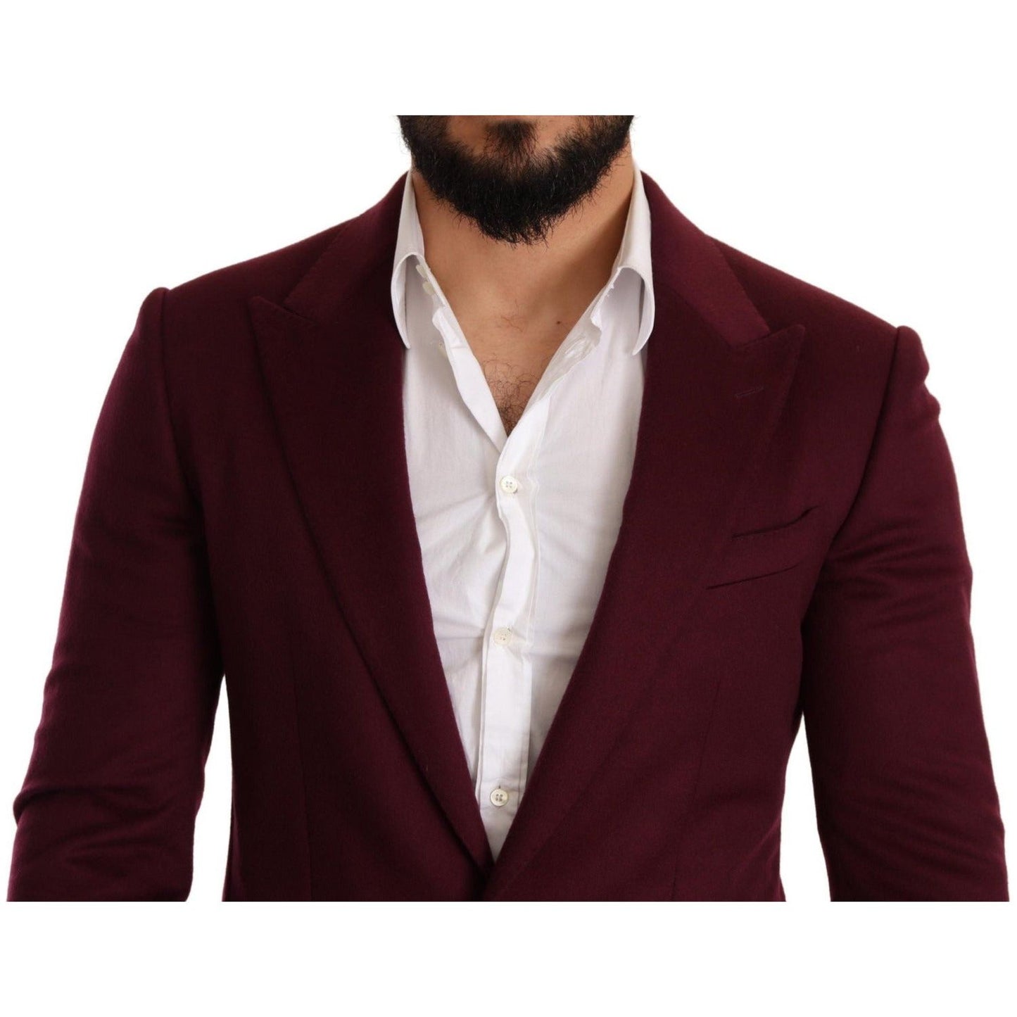 Dolce & Gabbana Elegant Maroon Bordeaux Cashmere Blazer maroon-cashmere-slim-fit-coat-jacket-blazer