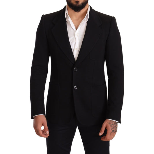 Dolce & Gabbana Elegant Slim Fit Black Cotton Blazer black-cotton-slim-fit-coat-jacket-blazer
