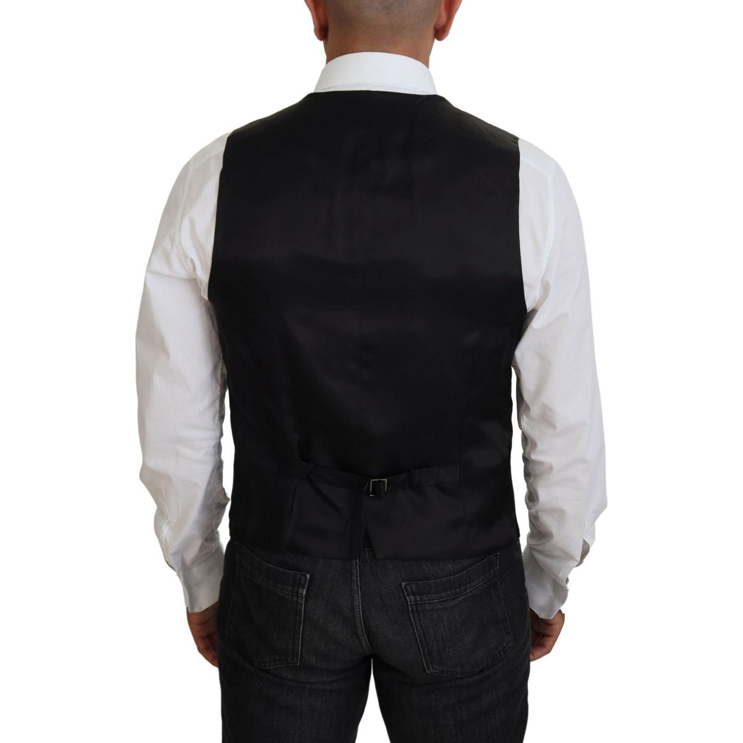 Dolce & Gabbana Elegant Single Breasted Formal Vest black-virgin-wool-waistcoat-formal-vest-1