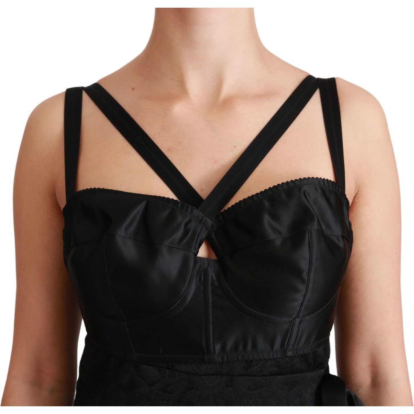 Dolce & Gabbana Elegant Black Jacquard Sheath Dress black-stretch-satin-jacquard-mini-dress